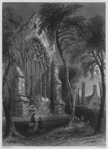 Youghall Abbey, Sir Walter Raleighs bolig (gravering) af William Henry (after) Bartlett