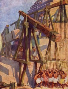 Opbygning af pyramiderne (farve litho)