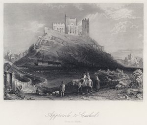 Tilgang til Cashel, fra nord (gravering) af William Henry Bartlett