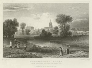 Chelmsford, Essex, fra Springfield Hill, nær Gravel Pits af William Henry Bartlett