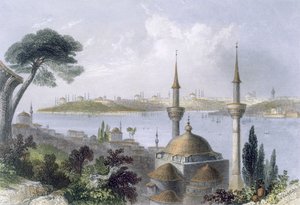 Generelt billede af Konstantinopel fra Scutari, c1850. af William Henry Bartlett