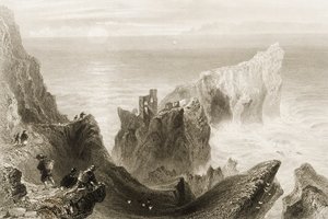 Kenbaan Castle, nær Ballycastle, County Antrim, Nordirland, fra 