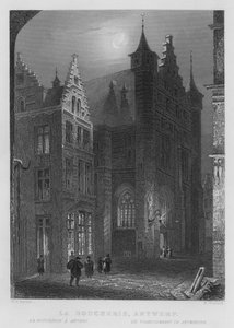 Slagteriet, Antwerpen (gravering) af William Henry Bartlett