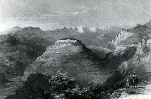 Lady Hester Stanhopes residens i Joon, på Mount Libanon, 1845 af William Henry Bartlett