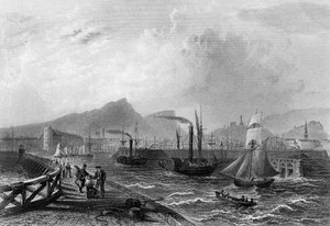 Leith Pier and Harbour, graveret af Robert Wallis, c.1820 af William Henry Bartlett