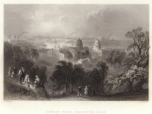 London fra Greenwich Park af William Henry Bartlett
