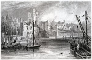 Maidstone fra vandet, Kent, 1832 af William Henry Bartlett