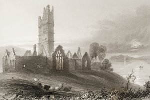Moyne Abbey, County Mayo, Irland, fra 