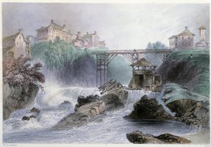 Pont à Sherbrooke - i "" Canada Scenery illustreret" af William Henry Bartlett, red. George Dyd af William Henry Bartlett