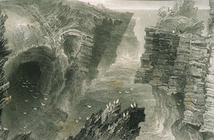 Puffin Hole ved Kilkee, County Clare, Irland, fra "Scenery and Antiquities in Ireland" af George Virtue, 1860