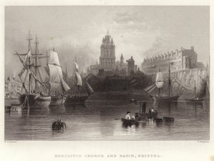 Redcliffe Church and Basin, Bristol af William Henry Bartlett
