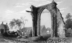 Rester af Bycknacre Priory, Essex, graveret af William Tombleson, 1832 af William Henry Bartlett