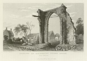 Rester af Bicknacre Priory, Essex, nær Danbury af William Henry Bartlett