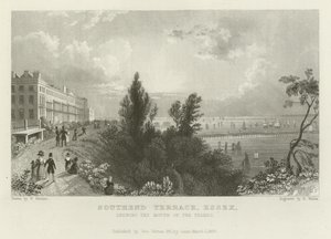 Southend Terrace, Essex, der viser Themsens mund af William Henry Bartlett