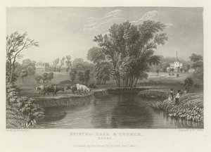 Stisted Hall and Church, Essex af William Henry Bartlett
