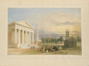 Studie til Bartletts udsigt over Yale College og Statehouse af William Henry Bartlett