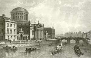De fire retsbygninger, Dublin af William Henry Bartlett