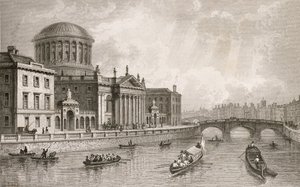 De fire retsbygninger, Dublin, graveret af Owen af William Henry Bartlett