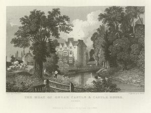 Grøften ved Ongar Castle og Castle House, Essex af William Henry Bartlett