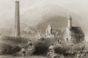 The Ruins at Glendalough, County Wicklow, Irland, fra 