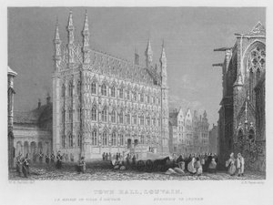 Rådhus, Louvain (gravering) af William Henry Bartlett