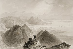 Udsigt over Bantry Bay fra Sugarloaf Mountain, County Cork, fra "Scenery and Antiquities of Ireland" af George Virtue, 1860