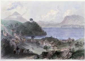 Udsigt over Georgeville og dens sø - i "" Canadian Scenery illustreret" af William Henry Bartlett, red. George Dyd af William Henry Bartlett