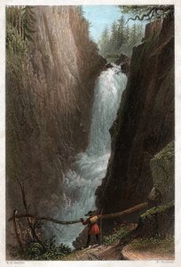 Vandfald i Aar, i Aar Gotthard-massivet, schweiziske alper. omkring 1850 (gravering) af William Henry Bartlett