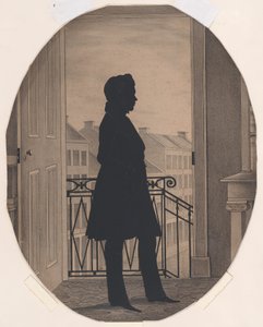 Silhuet af en ung mand før et åbent vindue, mod højre, før 1860. af William Henry Brown