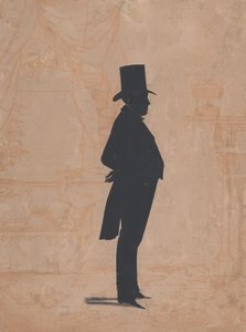 Silhuet af en ukendt mand i høj hat og haler, 1828-83. af William Henry Brown