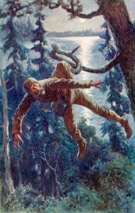 En hage fangede skørtet af hans skjorte, og han hang i luften. af William Henry Charles Groome