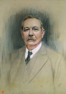 Portræt af Sir Arthur Conan Doyle (pastel på papir)