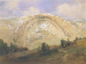 Foldede lag, en stor geologisk bue, Colorado af William Henry Holmes