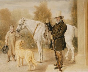 En sportsmand med en dreng, en pony og en hund, 1827 af William Henry Hunt