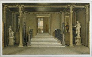 North Entrance Hall ved Chatsworth House (akvarel på papir) af William Henry Hunt