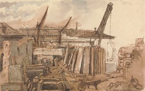 Bygningen af Waterloo Bridge af William Henry Hunt