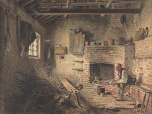Skovhuggerens morgenmad Kvistesamlerens måltid, ca. 1832-34. af William Henry Hunt