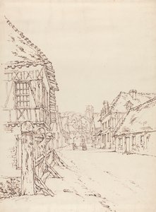Udsigt over en gade i en fransk by af William Henry Hunt