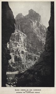Canyons of Colorado: Black Canon of the Gunnison, set fra siden, viser Currecanti-nålen (s/h-billede) af William Henry Jackson