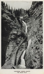 Canyons of Colorado: Cheyenne Canon, South, The Seven Falls (s/h-billede) af William Henry Jackson
