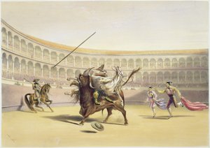 Tyren kaster Picador og hest, 1865