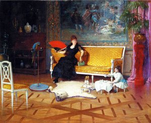 The Dolls Tea Time, 1885 olie på panel