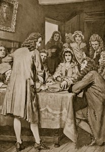 Paterson forklarer Darien-ordningen i Edinburgh, 1694, illustration fra 