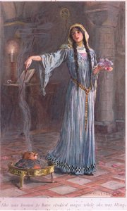 Hun var kendt for at have studeret magi, mens hun blev opdraget i nonneklosteret af William Henry Margetson