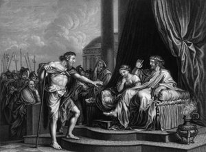 Herodes blev irettesat af ham..., lukkede Johannes inde i fængslet, midten af det 19. århundrede. af William Henry Mote