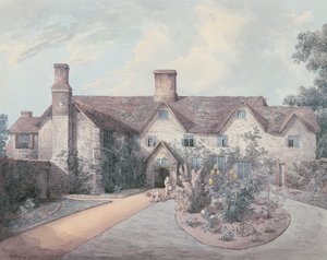 En dreng spiller på tromme i haven til et landsted, 1793 (pen og blæk med wc over grafit på papir) af William Henry Pyne