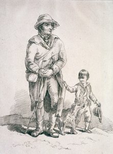 En rustik med en hund og en dreng, Provincial Characters, 1813 af William Henry Pyne