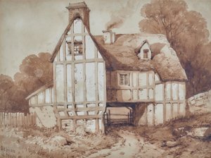 Gamle huse i Penshurst, Kent af William Henry Stothard