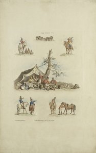 Lejrscener, 1803 (farvet radering) af William Henry after Pyne