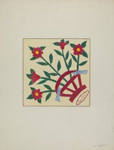 Stykket Quilt 1 Square, ca. 1940.